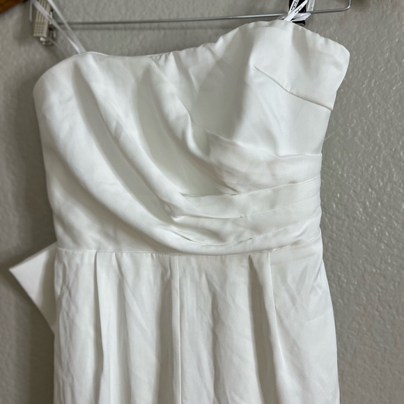 NWOT Beloved Bliss Ivory Strapless Slim Leg Bow Jumpsuit - Picture 6 of 7